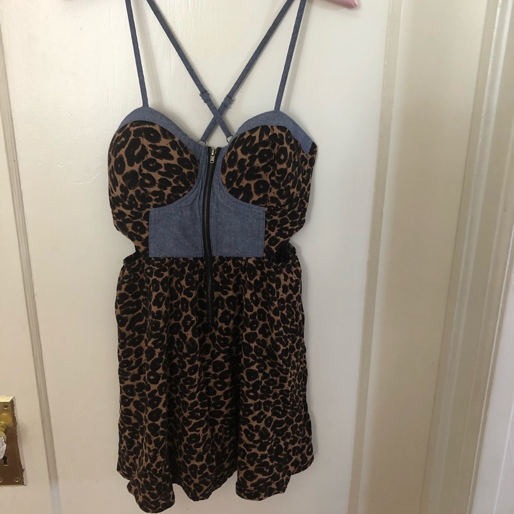 Material Girl Leopard & Denim Cutout Dress